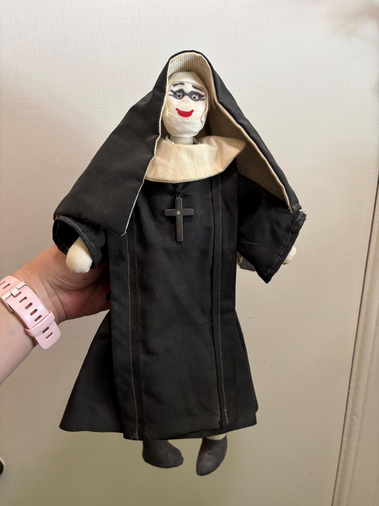 Handmade Composite Nun Cloth Wrapped Wire 14in Tall Black and White ...
