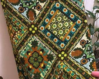 Retro 60s 70s throw pillow pillowcase couch accent pillows polyester pattern flowers flower power green orange home decor