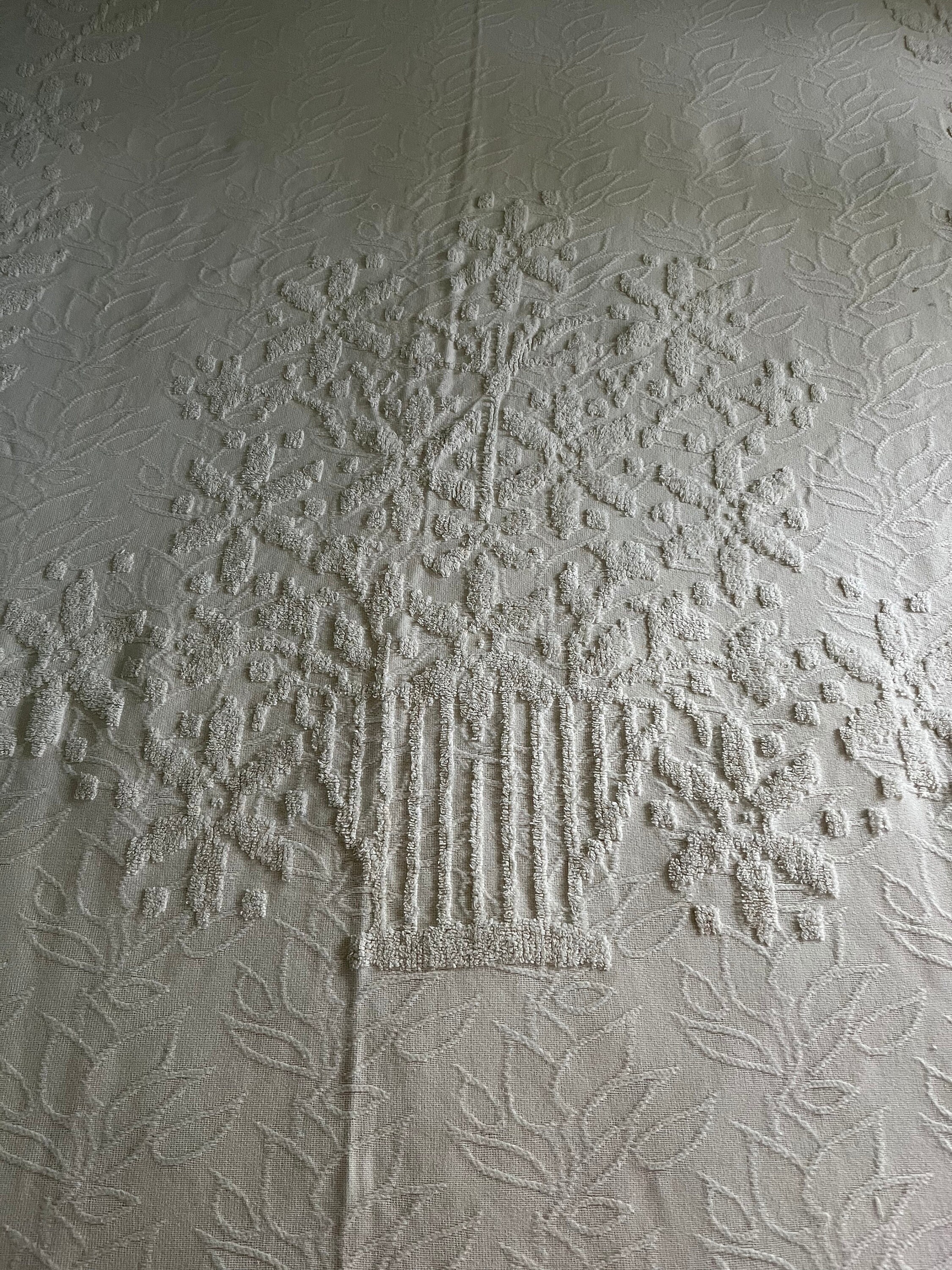 White Beige Jcpenney Chenille Coverlet Bedspread Full Size Etsy