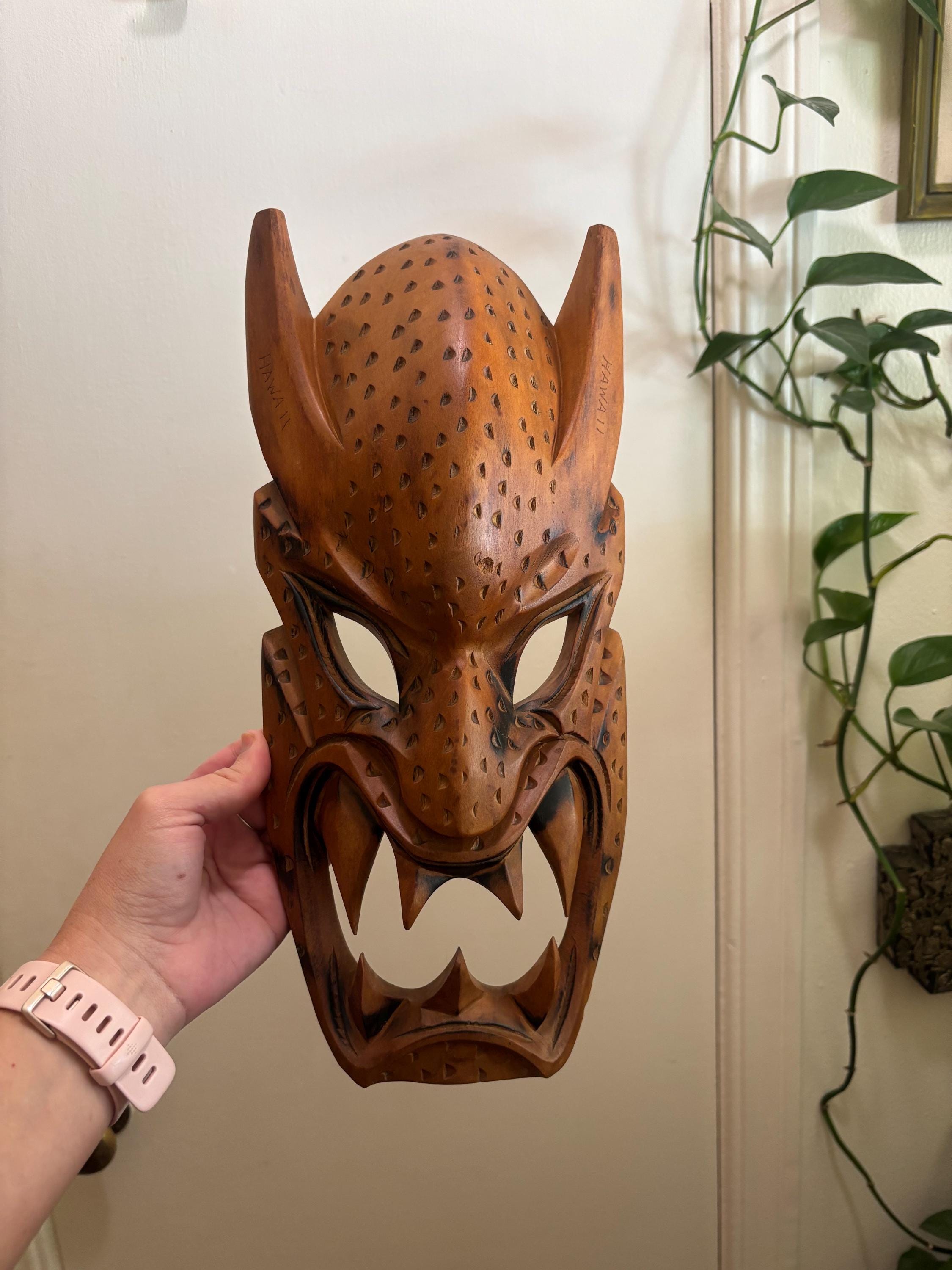 Vintage Wooden Hand Carved Mask Tribal Mask Filipino Ifugao 14.5in