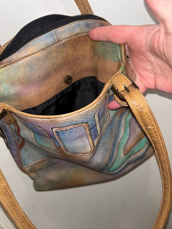 Anuschka Southwestern Aztec Painted Leather Bag S… - image 6