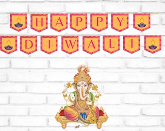 Happy Diwali Banner pdf 5.5 X 6 INCH Banner, pdf instant download indian festival printable