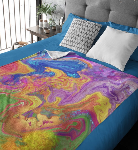 Vibrant Colorful Fluid Design Sherpa Fleece Blanket Delightful