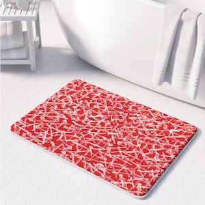 Abstract Bath Mat Modern Red Bathmat Bathroom Decor Contemporary Design Guest Bathroom Colorful Bathroom Decor, Unique Bath Mats