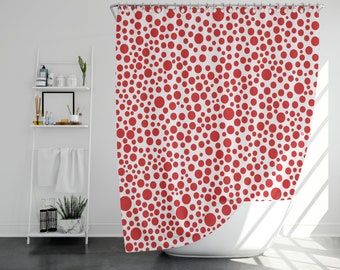 Contemporary Red Dot Shower Curtain Minimal Modern Home Decor Decorative Shower Curtain Art New Home Gift Bathroom Decor Ideas Red Polka Dot