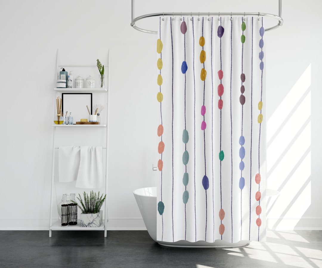 Simple Minimal Colorful Striped Shower Curtain Unique Etsy