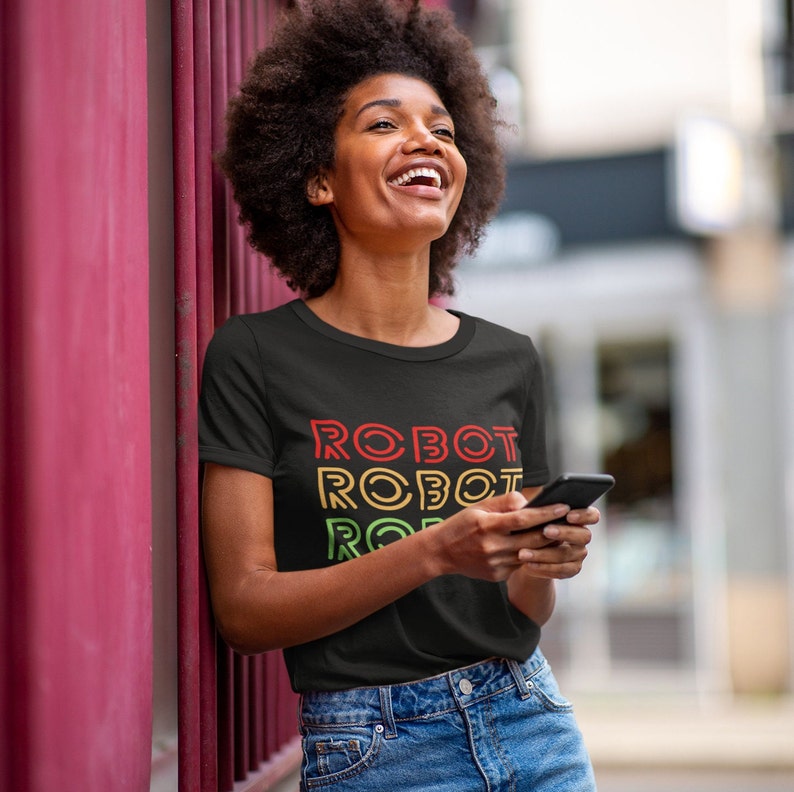 South African Robot Traffic Light, Red Orange Green Printed on Black