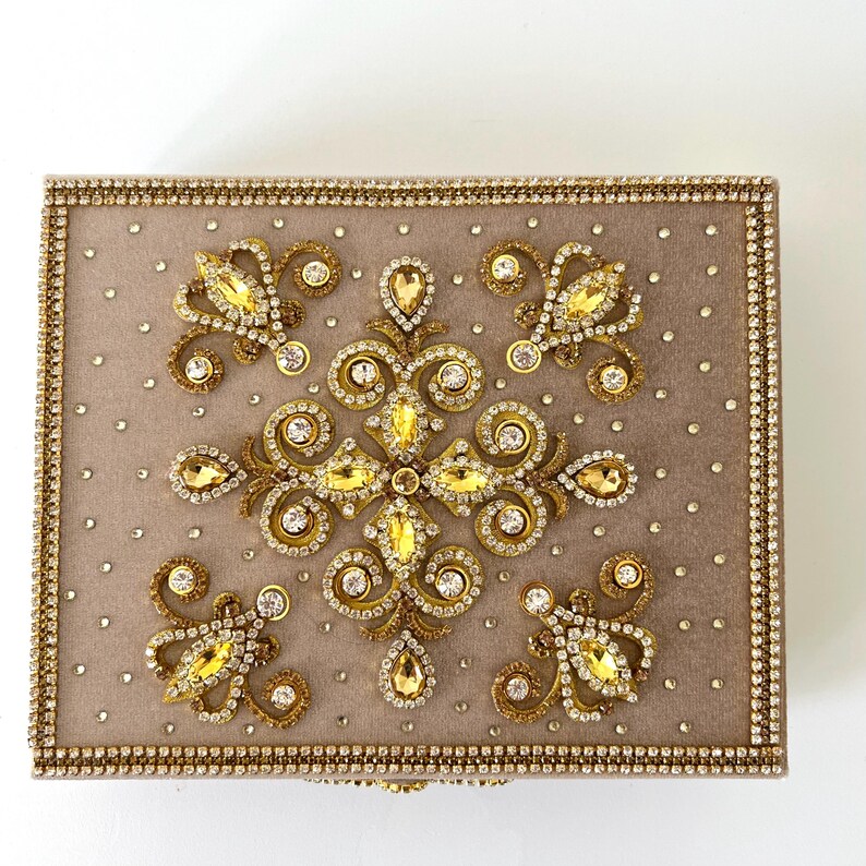 Velvet Jewelry Box: Rhinestone Embellished Decorative Storage - Etsy
