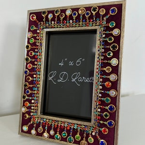 Jeweled Velvet Picture Frame 4x6 in: Burgundy Photo Display