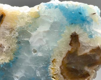 RARE Shattuckite In Quartz Slice - Golden Healer, Blue High Grade Mineral Specimen - Namibia