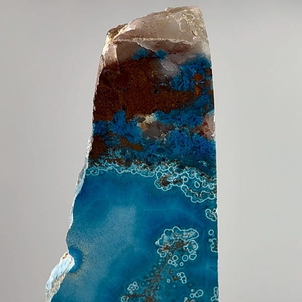 Rare Shattuckite Slice With Quartz - Ceruleun & Turquoise Blue Mineral Specimen - Namibia