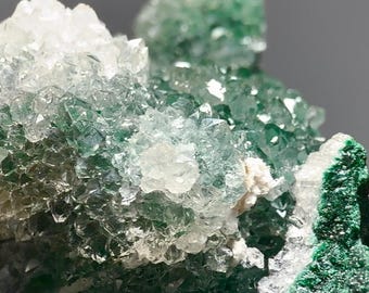 RARE Malachite In Drusy Quartz - High Grade Emerald Green Mineral, Chrysocolla, Mica - DRC