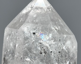RARE Enhydro Tibetan Quartz 4 MOVING BUBBLES - Manifestation, Devic Temple, Chlorite Inclusions, Rainbows