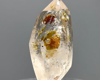 RARE Enhydro Petroleum Quartz 4 MOVING BUBBLES - Floating Carbon Inclusions, Fluorescent, Rainbows - Pakistan