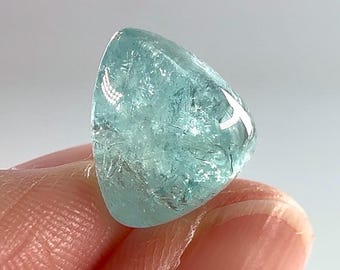 Rare Natural Untreated Sea Foam Paraiba-Like Indicolite Blue Tourmaline Sugarloaf Cabochon From Afghanistan 2.3g PLEASE READ DESCRIPTION