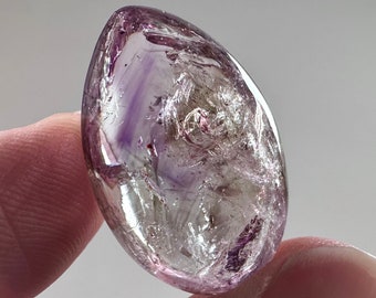 Large Moving Bubble! Gorgeous High Grade Smoky Amethyst Enhydro Cabochon From Madagascar 4.5g PLEASE READ DESCRIPTION Stacked phantoms
