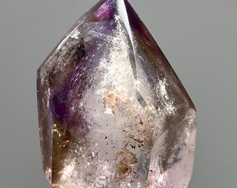 Rare Enhydro Amethyst LARGE MOVING BUBBLE - Elestial, Stacked Violet Phantoms, Glitter Hematite - Madagascar