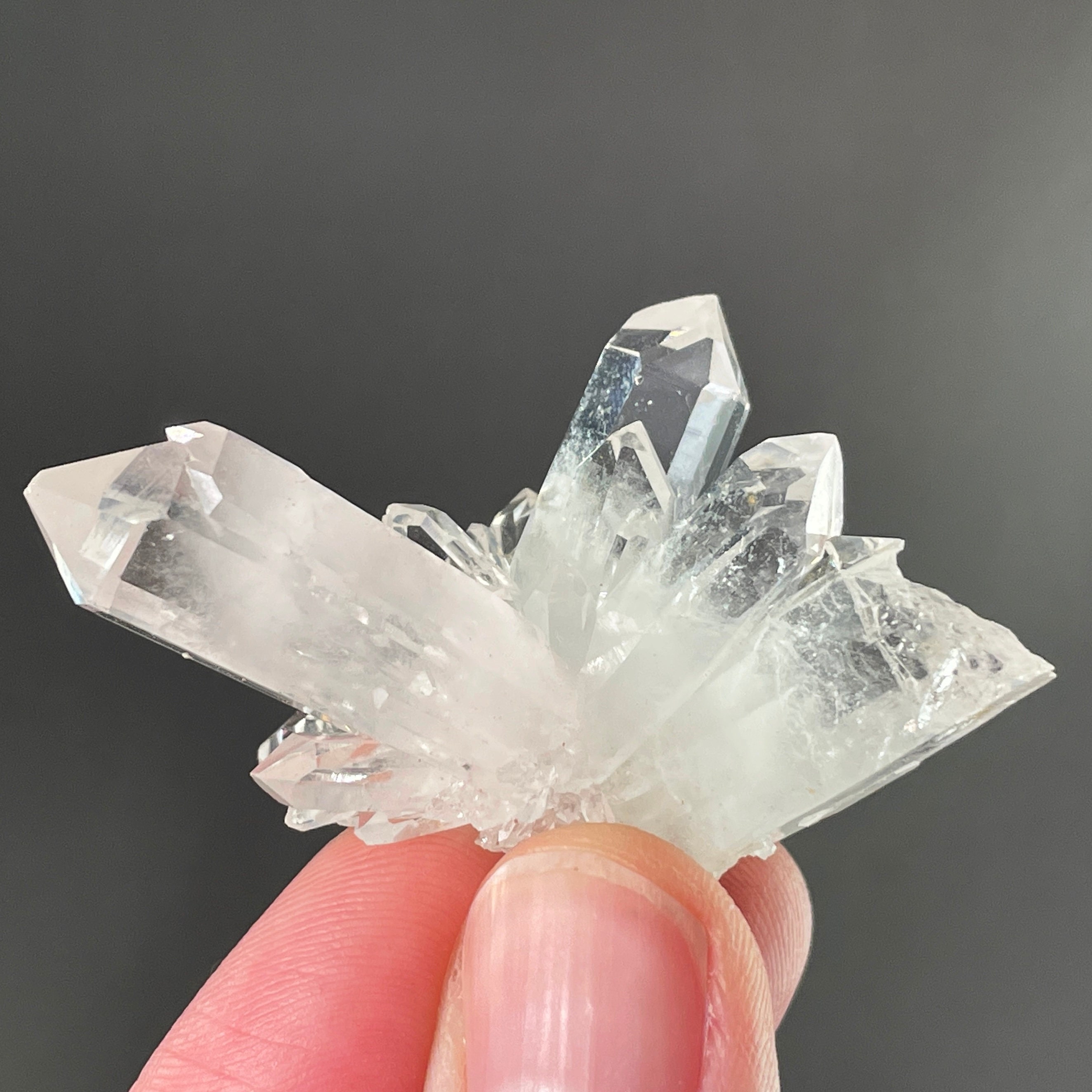 Brandberg from Namibia double terminated crystal point with polished window and a rainbow Manifestation crystal