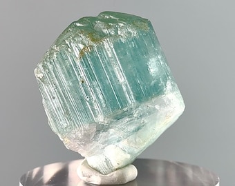 Rare Natural Paraiba-Like Seafoam Indicolite Tourmaline w/ Pastel Pink Rubellite & Epidote From Afghanistan 11.3g PLEASE READ DESCRIPTION