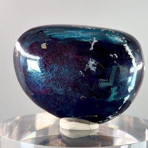 Rare High Grade Pink Fire Midnight Blue Covellite Palmstone w Pyrite, Chalcopyrite & Calcite From Peru 65.9g PLEASE READ DESCRIPTION