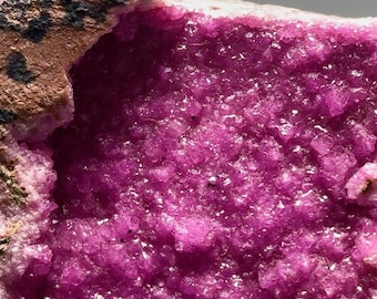 Rare Hot Pink Cobaltoan Calcite w Manganese - Drusy, Malachite Inclusions, Aphrodite Stone - DRC