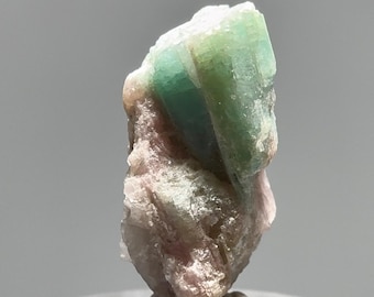 RARE Natural Paraiba Tourmaline Crystal - Terminated, Pastel Neon Blue-Green, Quartz, Mica - Brazil