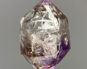 Rare Enhydro Smoky Amethyst LARGE MOVING BUBBLE - Metallic Hematite, Violet Phantoms, Chlorite - Madagascar