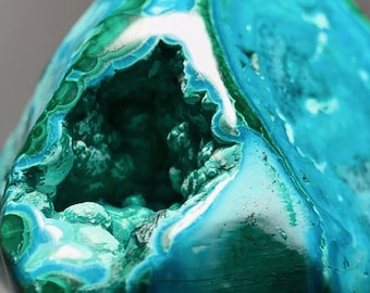 Rare Malachite & Chrysocolla Stone - Emerald Green and Turquoise Mineral Specimen, Botryoidal -  DRC