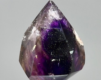 RARE Enhydro Amethyst MOVING BUBBLE - Grape Jelly Phantoms, Blue Flash, Glitter Hematite - Madagascar