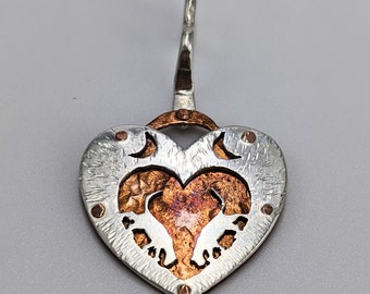 Jaguar Heart Fine Silver Pendant