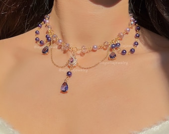 Royalcore Necklace, Bridgerton Jewelry, Bride Jewelry, Coquette Necklace, Magical Jewelry, Elegant, Royal, Fairycore, Princess, Gold Color