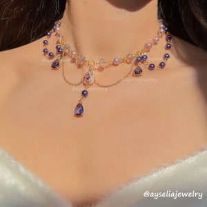 Royalcore Necklace, Bridgerton Jewelry, Bride Jewelry, Coquette Necklace, Magical Jewelry, Elegant, Royal, Fairycore, Princess, Gold Color