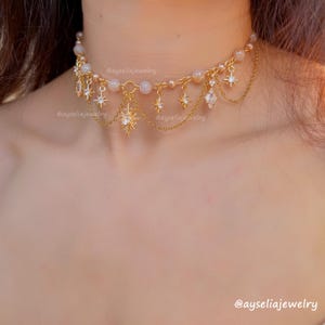 Orange Sun Necklace, Pearl and Crystal Beaded, Fairycore Necklace, Magical, Sun Inspired, Layered Chain, Winx Inspired, Sun Goddess