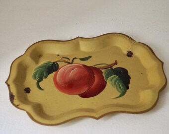Bandeja de frutas esmaltada pintada a mano: Pequeña decoración vintage estilo cottagecore
