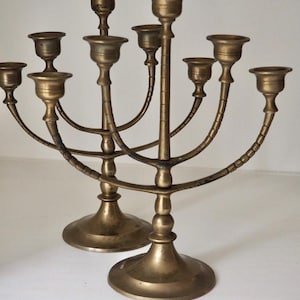 Vintage Brass Candelabras (Set of 2) | Mid Century Candle Holders