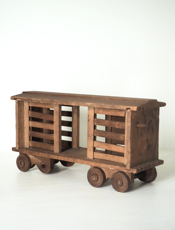 Primitive Folk Art Wooden Toy Train - image 6