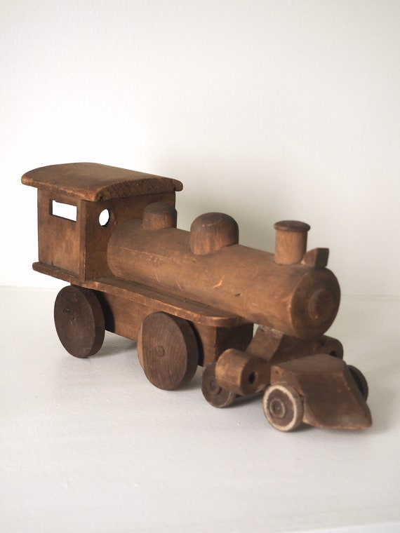 Primitive Folk Art Wooden Toy Train - image 3