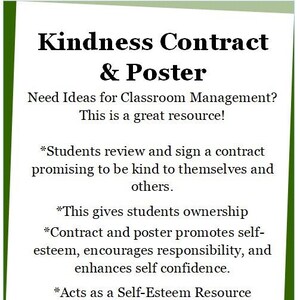 Freundlichkeitsvertrag und Poster - Klassenzimmermanagement-Ressource / Selbstwertgefühl / Klassenzimmer und Homeschools / Schülervertrag / Schulanfang