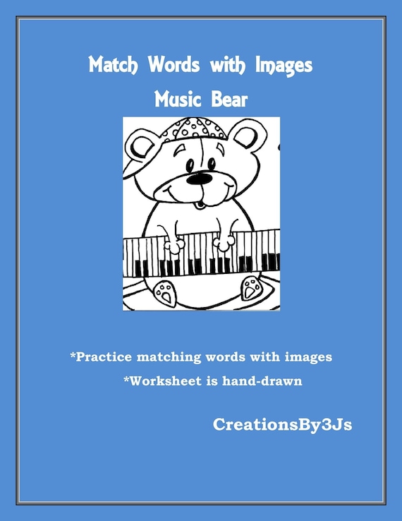 Foglio di lavoro con orsetto musicale/lezione educativa/abbina