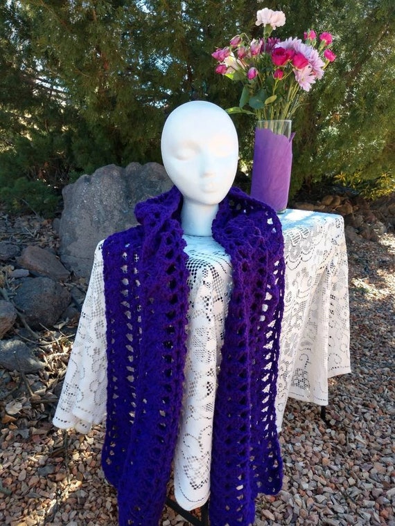 Purple Shawl/purple Wrap/acrylic Wrap/lace Shell Design Shawl