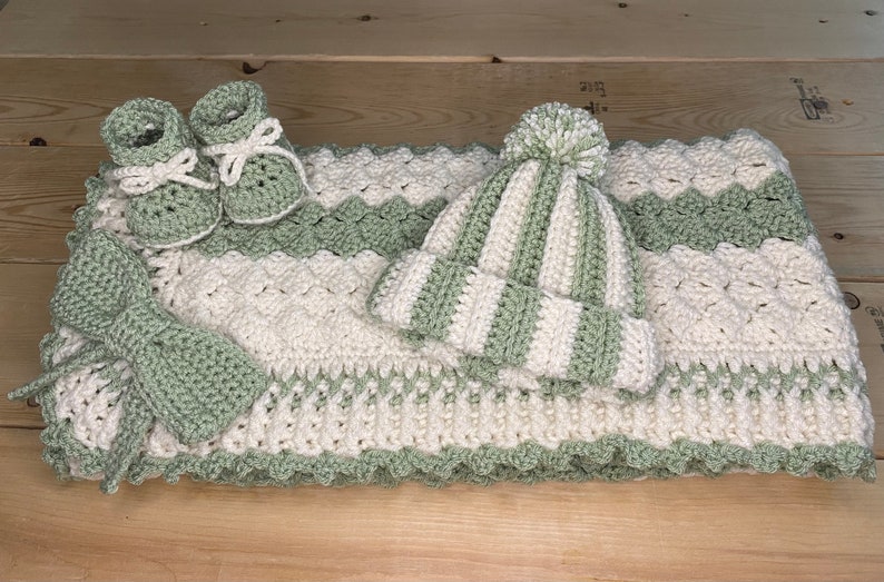 Crochet Baby Boy Blanket With Hat and Booty Set Baby Shower Etsy
