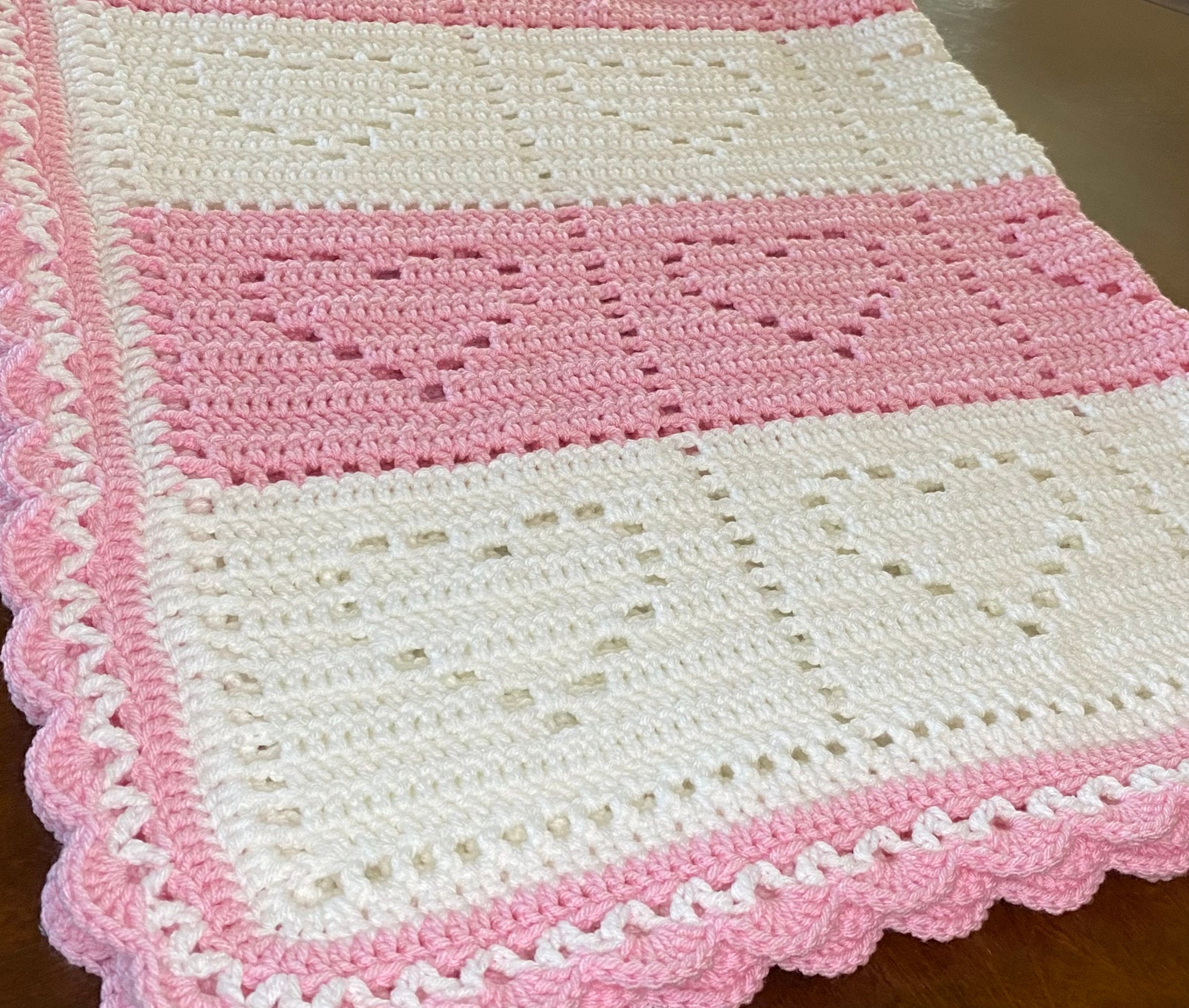 Pink heart baby blanket hotsell