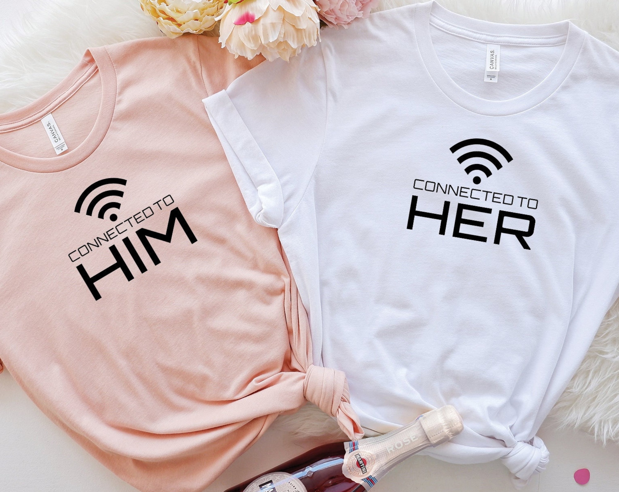 Discover Wifi Couple Shirt, Connected to her, Connected to him