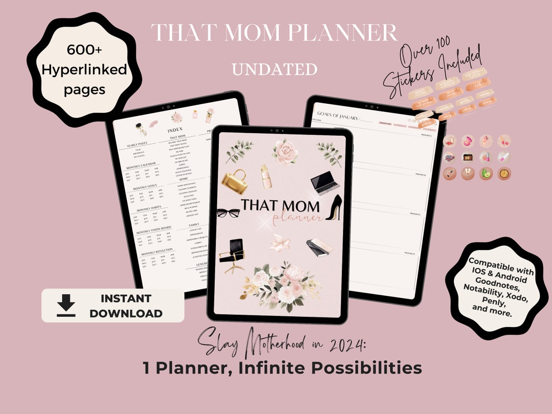 THAT Mom Undated Digital Planner, 2024 Mom Life Planner, Busy Mom ...