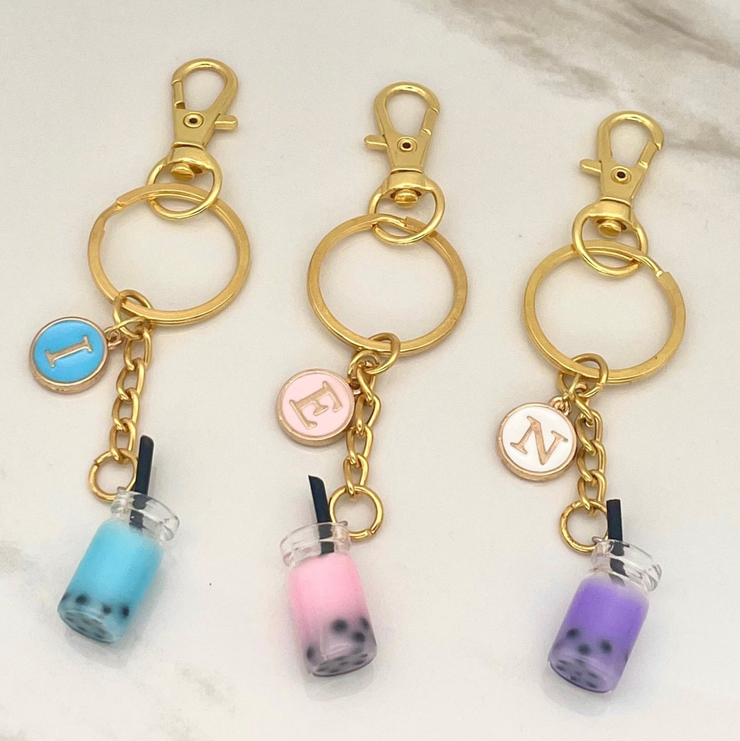 Customized Boba Keychain, Bubble Tea Keychain, Milk Tea Keychains, Taro