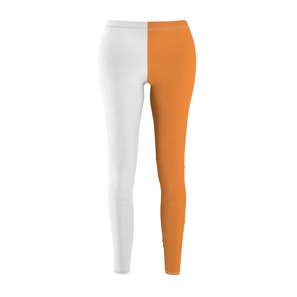 Women's Casual Leggings White & Orange Split Leggings