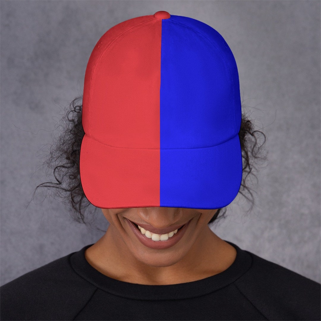Half Red & Half Blue Peaked Cap - Etsy