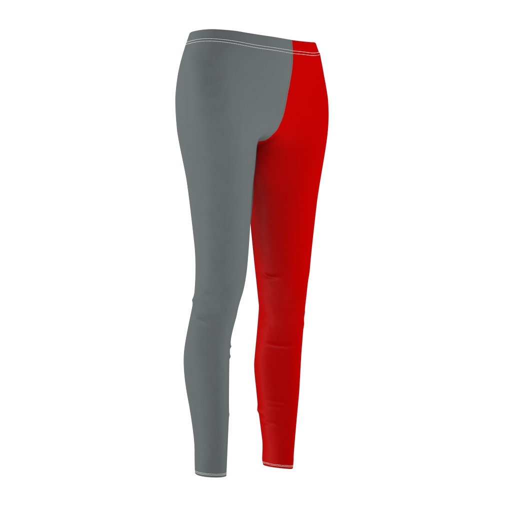 Half red half white leggings outlet