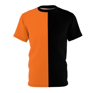 Halv orange och halv svart vuxen split-t-shirt Halv och halv skjorta