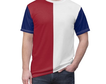 T-shirt Amerika 250e verjaardag rood, wit en blauw T-shirt half rood, half wit T-shirt Fourth of July